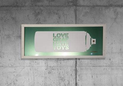 Limited Edition Art Jaz 'Love Graf Hate Toys' White Chrome Wall Art