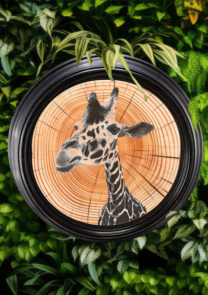 Emily Hinchcliffe Giraffe (version 2) Tree Ring Wall Art